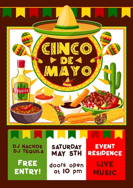 Vector convite de festa mexicano cinco de mayo