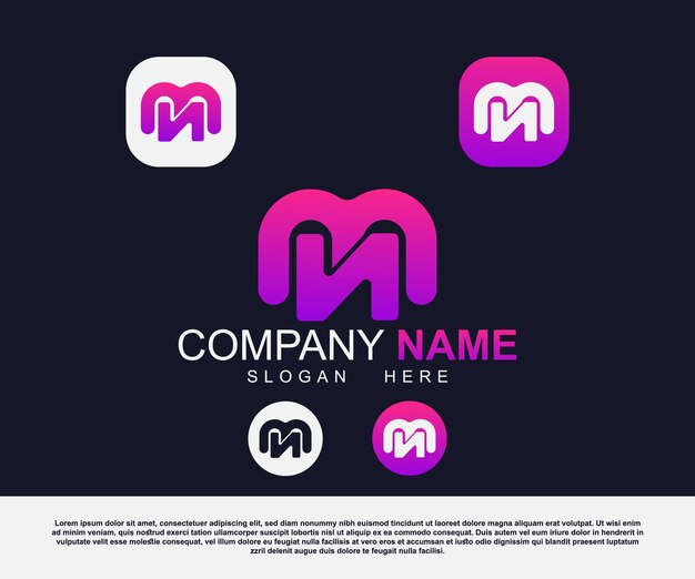 Vector corporativo criativo minimalista carta comercial mn design de logotipo gradiente