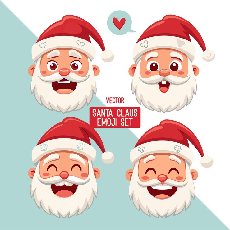 Vetor vector cute santa claus emoji set de emoticons de natal pacote para mídias sociais