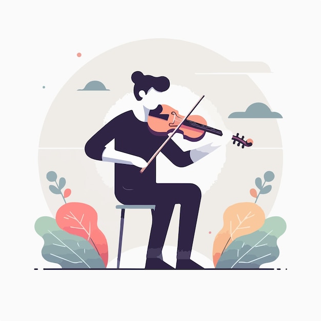 Vector de alguém tocando violino em estilo de design plano