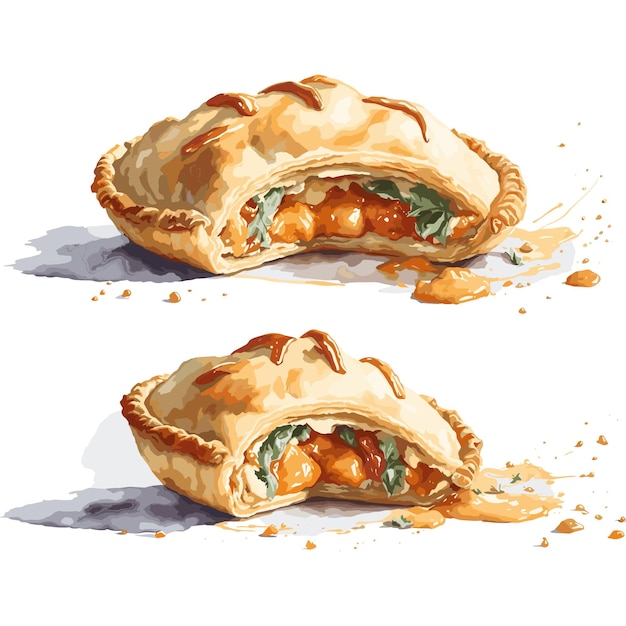 Vector de aquarela empanada clipart de pastelaria fundo branco editável