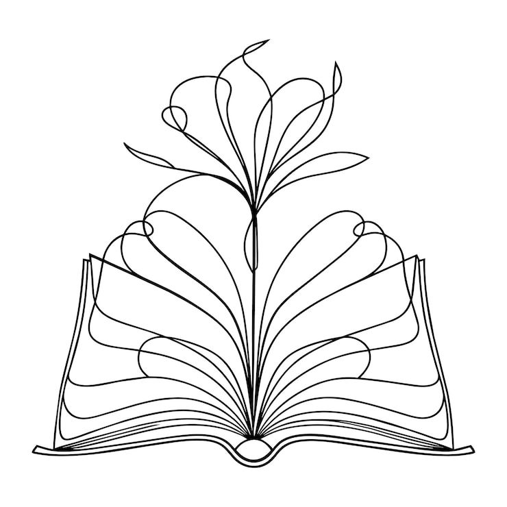 Vetor vector de arte de linha de livro aberto em fundo branco