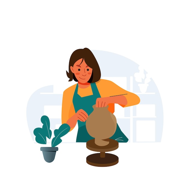Vector de artesãs femininas fazendo um vaso