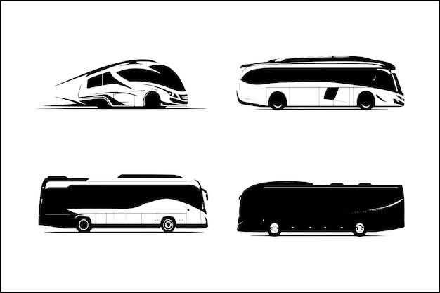Vector de autocarro Silhueta de autocarro Vector de transporte Silhueta do veículo Ilustração de autocarro Transporte público