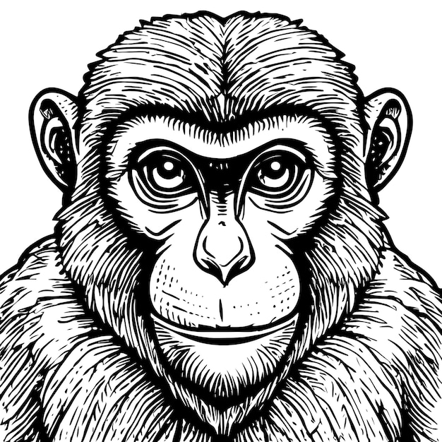 Vetor vector de cabeça de macaco ilustração detalhada de gravura