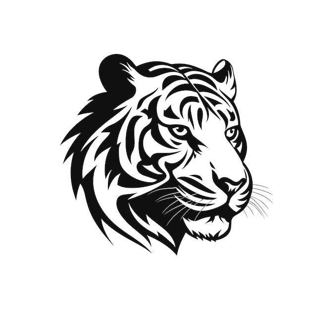 Vector de cabeça de tigre isolado em fundo branco Ilustração a cores planas