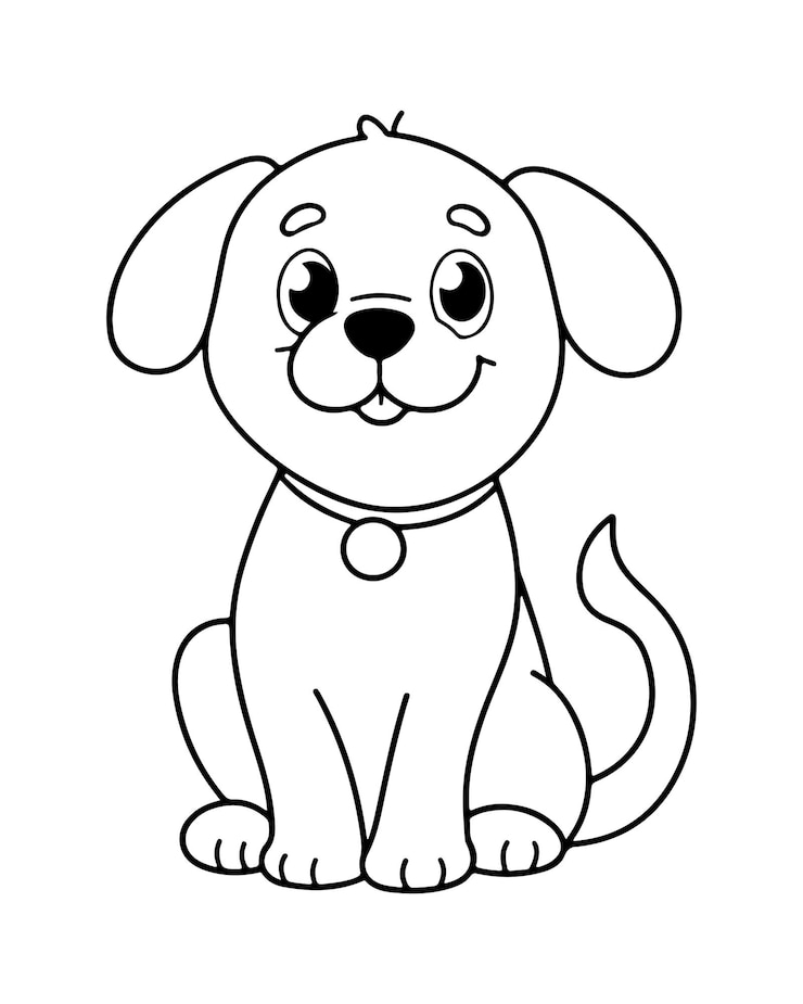 Vetor vector de cão bonito_ páginas para colorir de cão_ cão preto e branco_ ilustração de cão