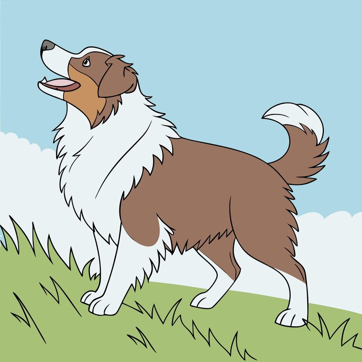 Vetor vector de cão pastor americano em miniatura