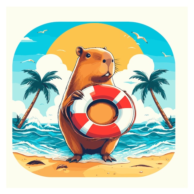 Vector de capibara de verão