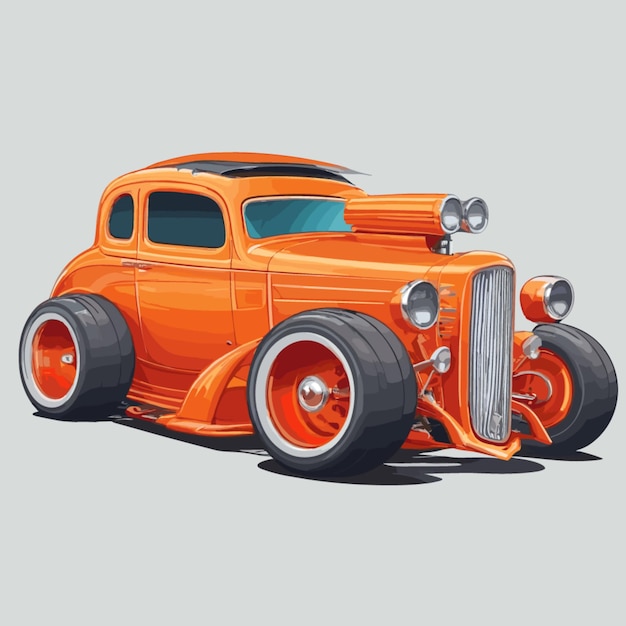 Vetor vector de carro de hot rod em fundo branco