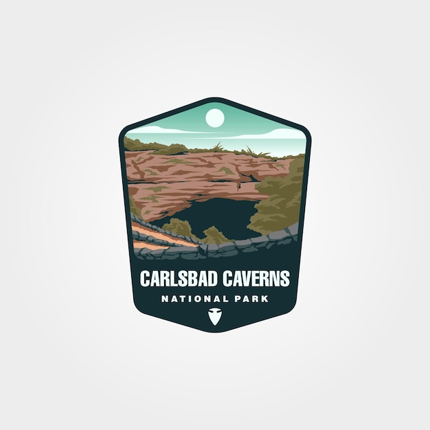 Vetor vector de cavernas de carlsbad logotipo símbolo ilustração design emblema do parque nacional dos estados unidos