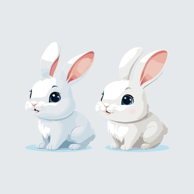 Vector de coelhos encantadores em fundo branco