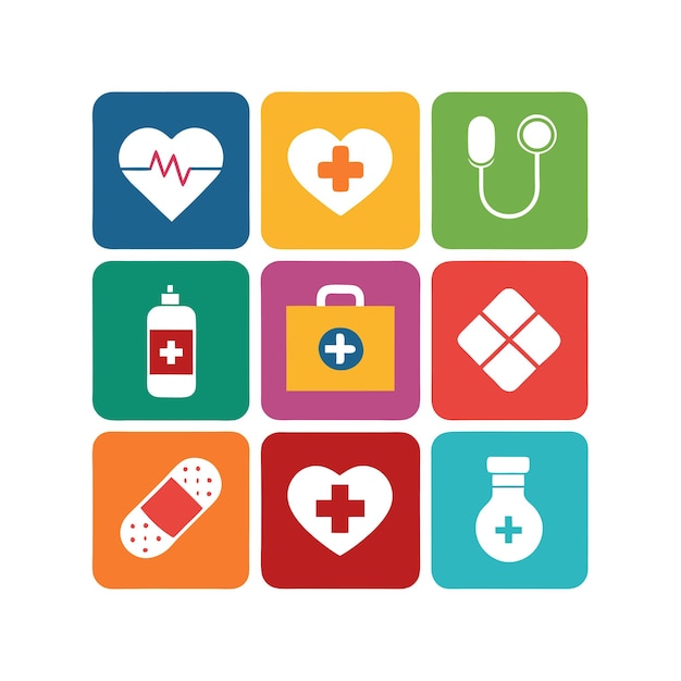 Vector de coleção de conjuntos de ícones médicos e de saúde para documentos de UI, sites e aplicativos móveis