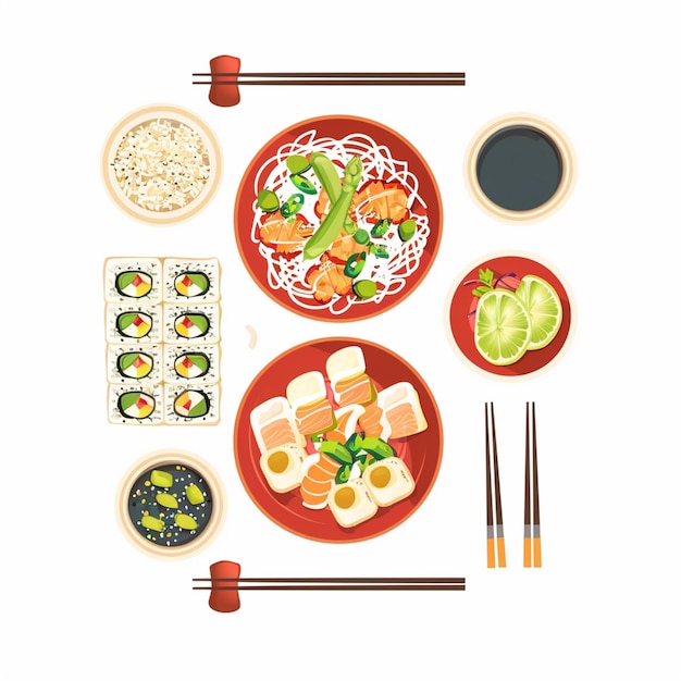 Vector de comida ilustração chinesa design de restaurante asiático isolado símbolo de jantar ícone mea
