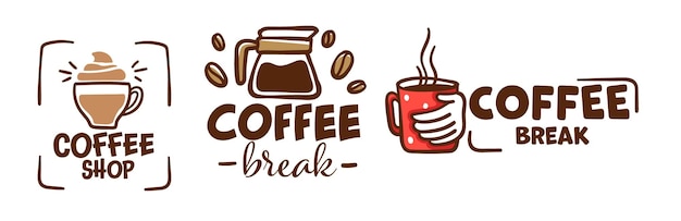 Vector de compilação de logotipo artístico de café