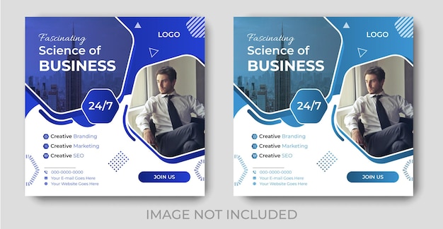 Vector de conjunto de modelos de postagens de mídia social de negócios quadrados