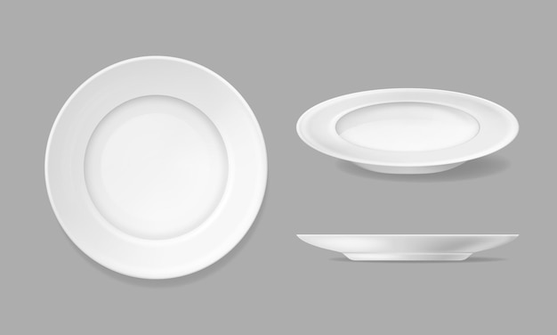Vector de conjunto de placas brancas 3D detalhadas e realistas