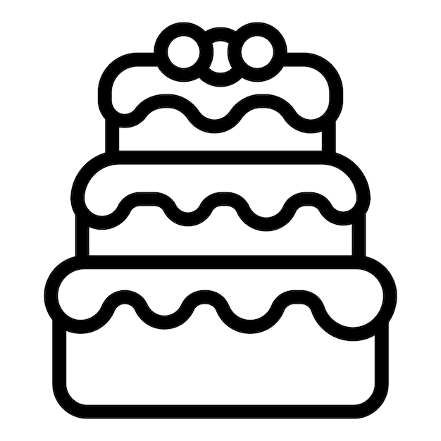 Vector de contorno de ícone de bolo de aniversário sobremesa doce de aniversário