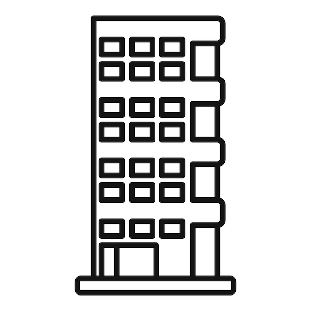 Vector de contorno de ícone de edifício exterior de vários andares