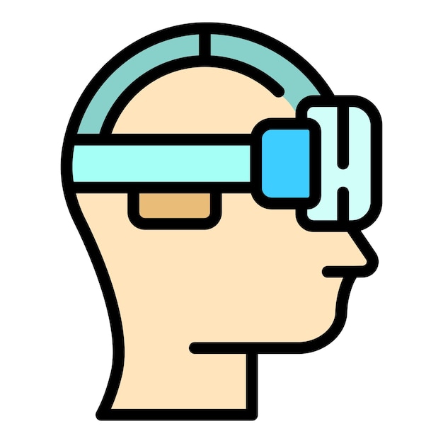Vector de contorno de ícone de fone de ouvido de cinema VR Realidade digital Inovação câmera de cor plana