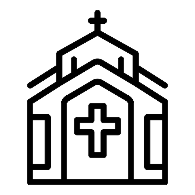 Vector de contorno de ícone de igreja cristã massas de pessoa católica