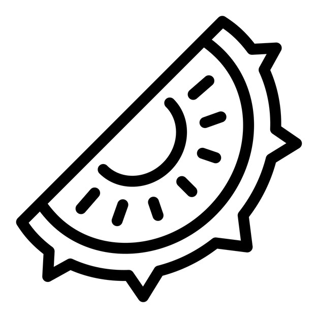 Vetor vector de contorno de ícone de melão com chifres em fatias pedaço de fruta