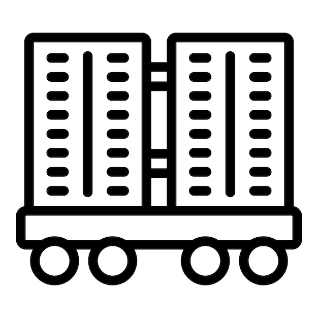 Vector de contorno de ícone de vagão de carga de mercadorias logística de vagões de mercadorias