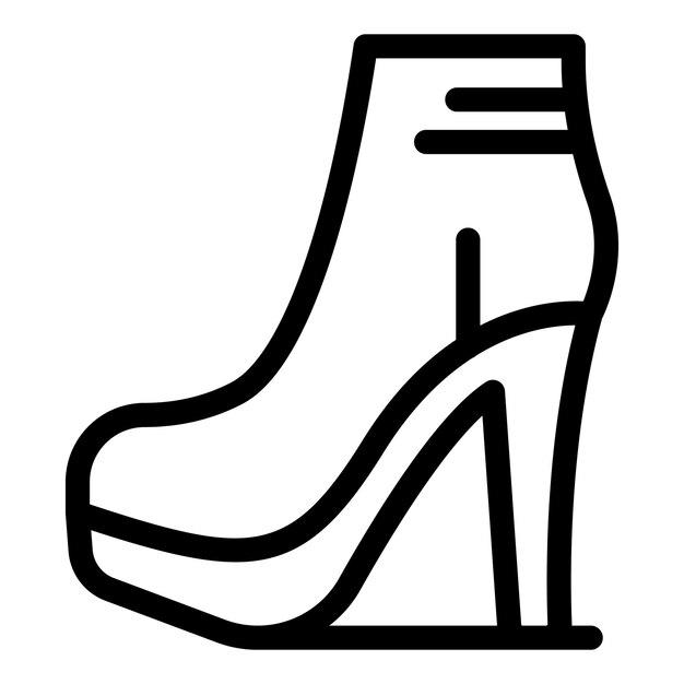 Vetor vector de contorno de ícones de botas de calcanhar de tornozelo compras de calçados de moda