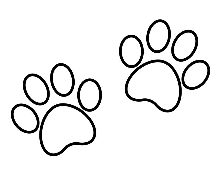 Vetor vector de contorno de pegada de pata de cão preto