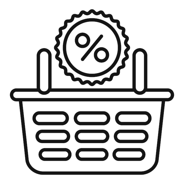 Vetor vector de contorno do ícone da cesta de fidelidade de devolução de dinheiro programa favorito