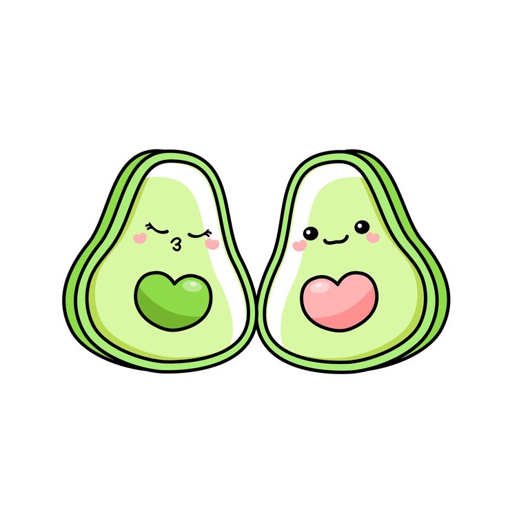Vetor vector de coração de amor de abacate kawaii