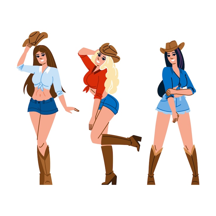Vetor vector de cowgirl de laço