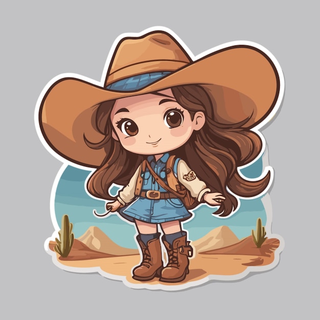 Vetor vector de desenho animado de cowboy girl