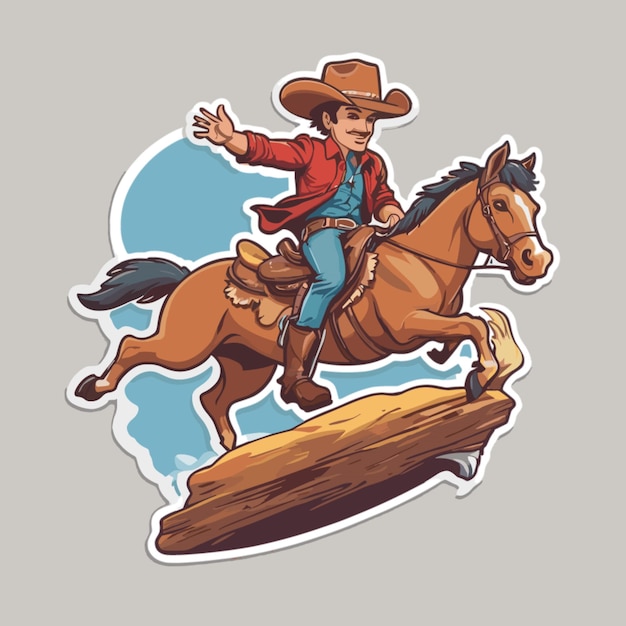 Vetor vector de desenho animado de cowboy montando cavalo