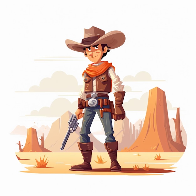 Vector de desenho animado de cowboy