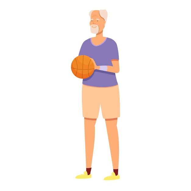 Vetor vector de desenho animado de ícone de basquete sênior ativo exercício humano