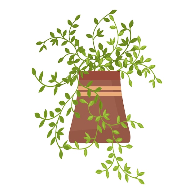 Vetor vector de desenho animado de ícone de jardim de vaso de parede planta tropical