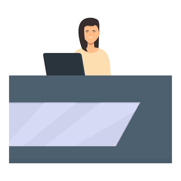 Vector de desenho animado de ícone de mesa de suporte da equipe Cliente feliz