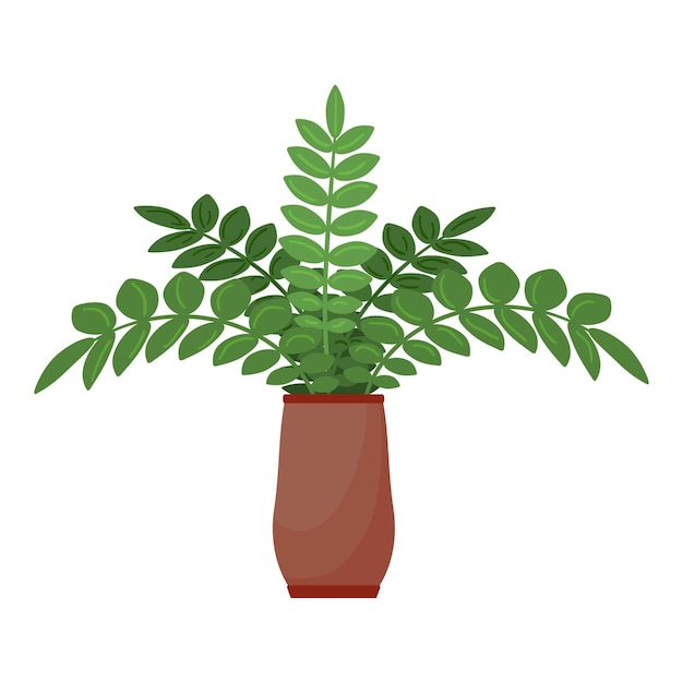 Vector de desenho animado de ícone de planta de casa de folhas grandes folha em vaso