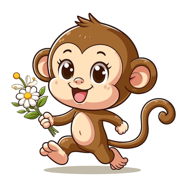 Vector de desenho animado de macaco bonito em fundo branco