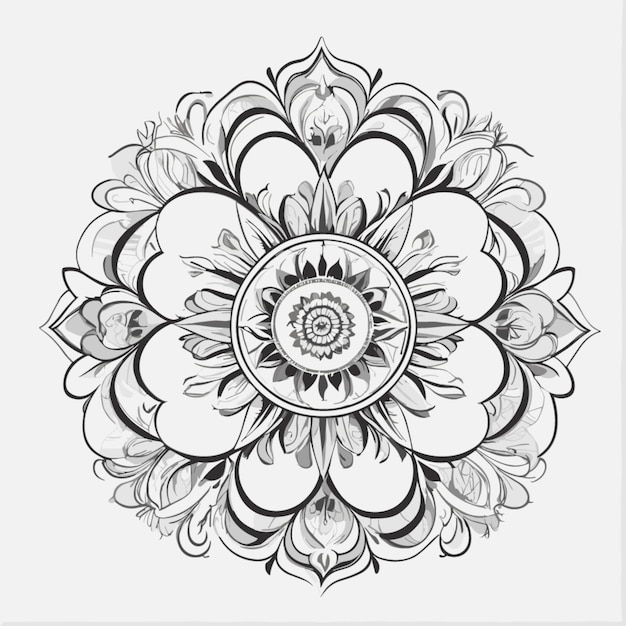 Vector de desenho animado de Mandala em fundo branco