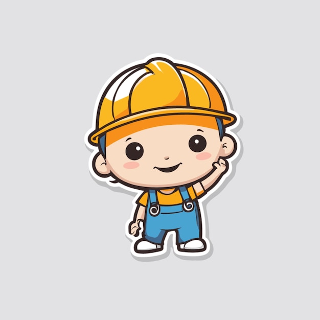 Vector de desenho animado de trabalhador da construção