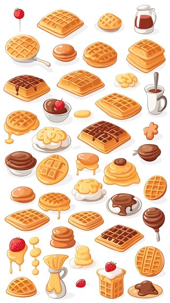 Vetor vector de desenho de desenho animado de comida waffle