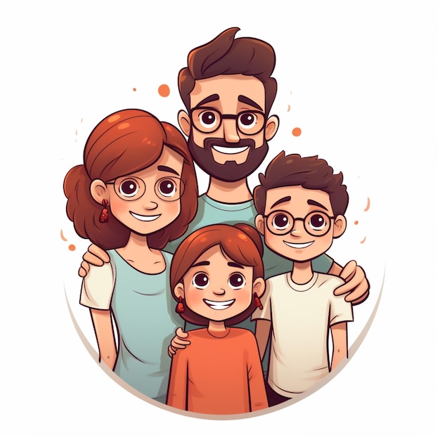 Vetor vector de desenho de desenho animado de família