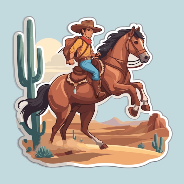 Vetor vector de desenhos animados de cowboy a cavalo