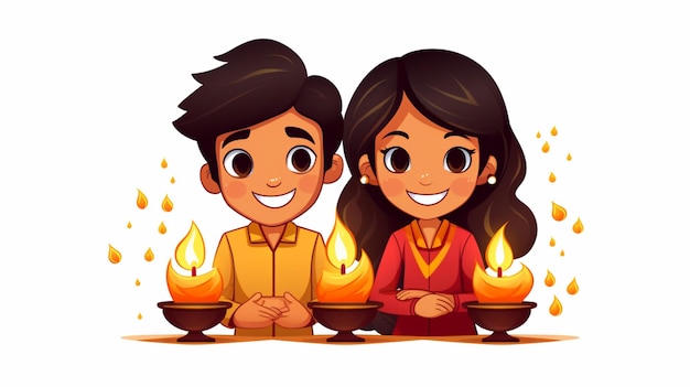 Vetor vector de desenhos animados de diwali