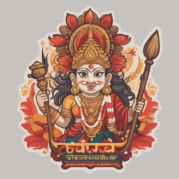 Vetor vector de desenhos animados de dussehra puja