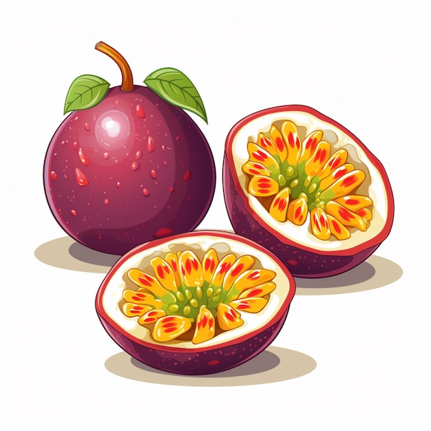 Vetor vector de desenhos animados de frutas da paixão.