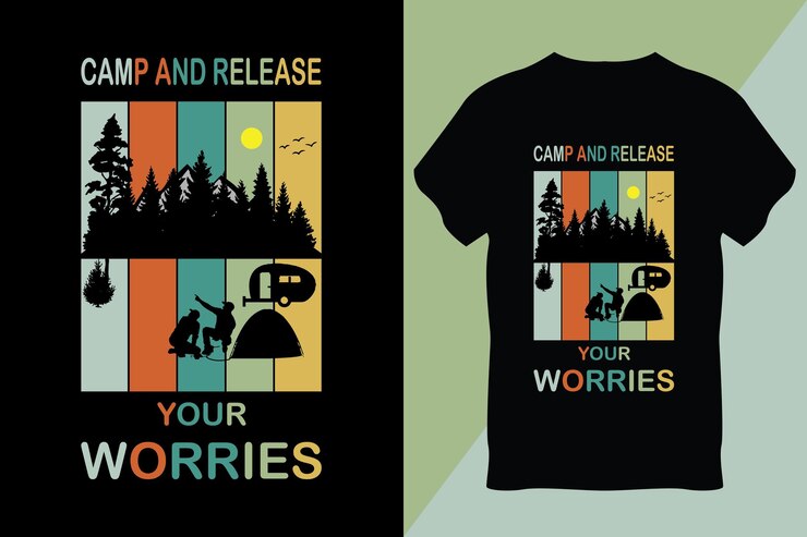 Vetor vector de design de camisetas de acampamento