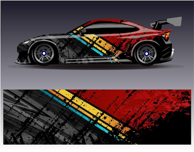 Vector de design de envoltura de carro Desenhos de fundo de corrida de faixas abstratas gráficas para corrida de rali de veículos